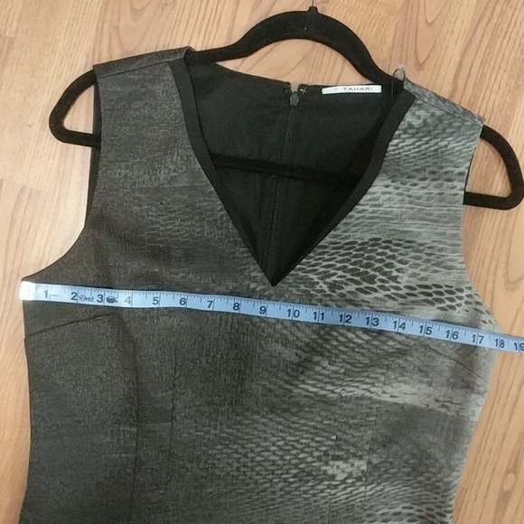 T Tahari Gray Black Ombre Reptile Print Sheath Dress - Picture 8 of 9